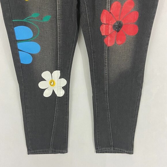 Misslook Women's  Floral Jeans Straight Leg High Rise Button Fly Sz XL (36 x 31) - Picture 4 of 10